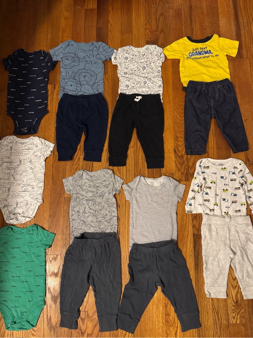 Baby Boys Mixed Color Sweatpants & Joggers Set — Navy, Black, Yellow & Gray